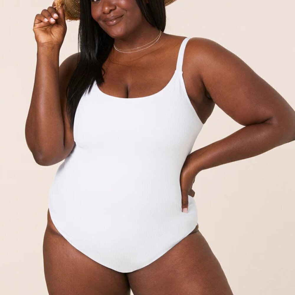 Andie The Amalfi One Piece Swimsuit White Ribbed Long Torso Size XXXLT/20 NWT - Picture 9 of 9